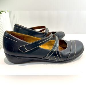 Naturalizer Leather Shoes Black Stitched Mary Jane Comfy Cushioned Size 8